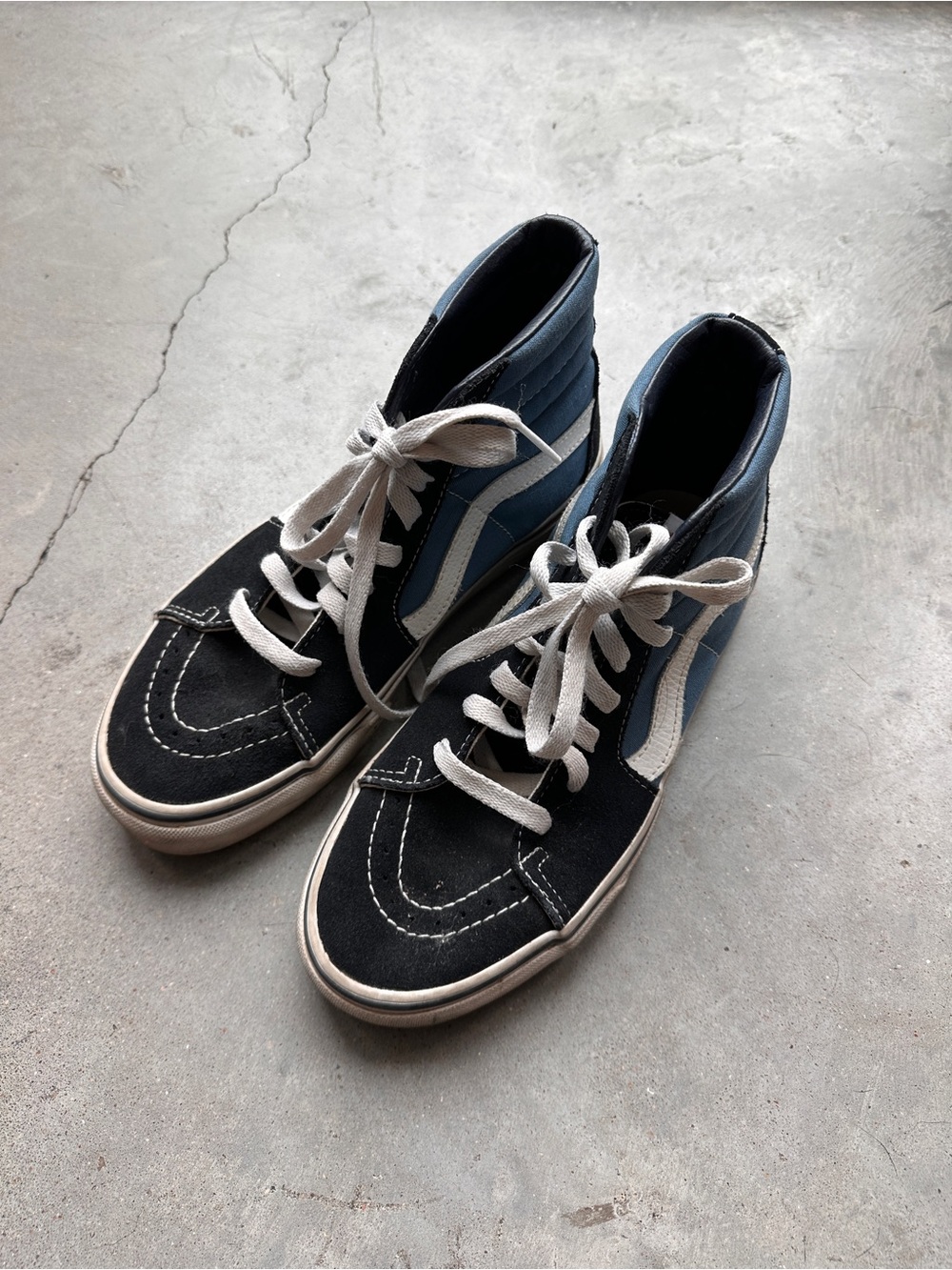 Vans High-Top Sneakers in Black, Blue & White
